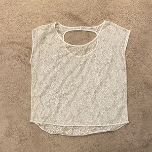 T.J.Maxx Ivory Lace Overlay Sleeveless Top